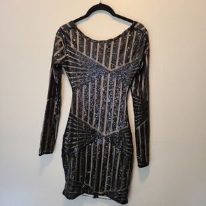 Vintage style flapper art deco backless dress